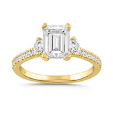 LADIES RING 2.50CT ROUND/EMERALD DIAMOND 14K YELLOW GOLD (CENTER STONE EMERALD DIAMOND 2.00CT)